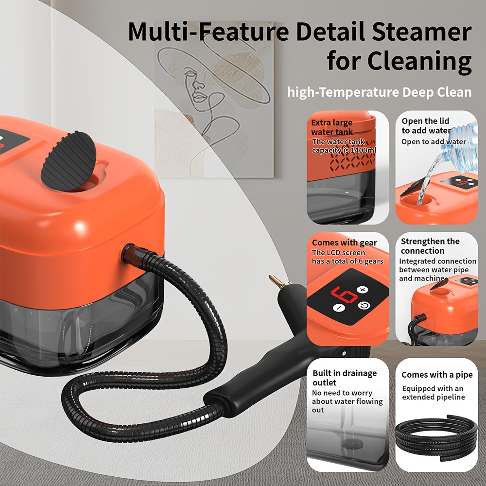 High Pressure Handheld Steam Cleaner with 9 Gears, 1200ml Water Tank Capacity