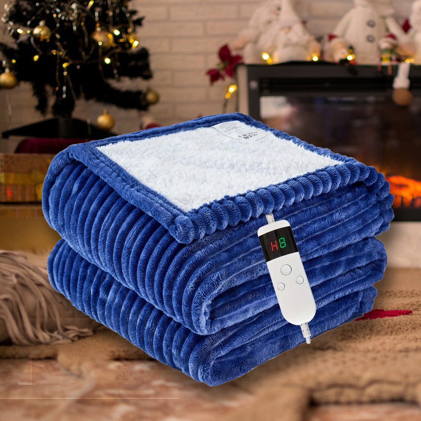 Soft Flannel Electric Heated Blanket with Digital Thermostat & 10 Heat Settings - 8-Hour Auto Shut-Off and Overheat Protection, Machine Washable