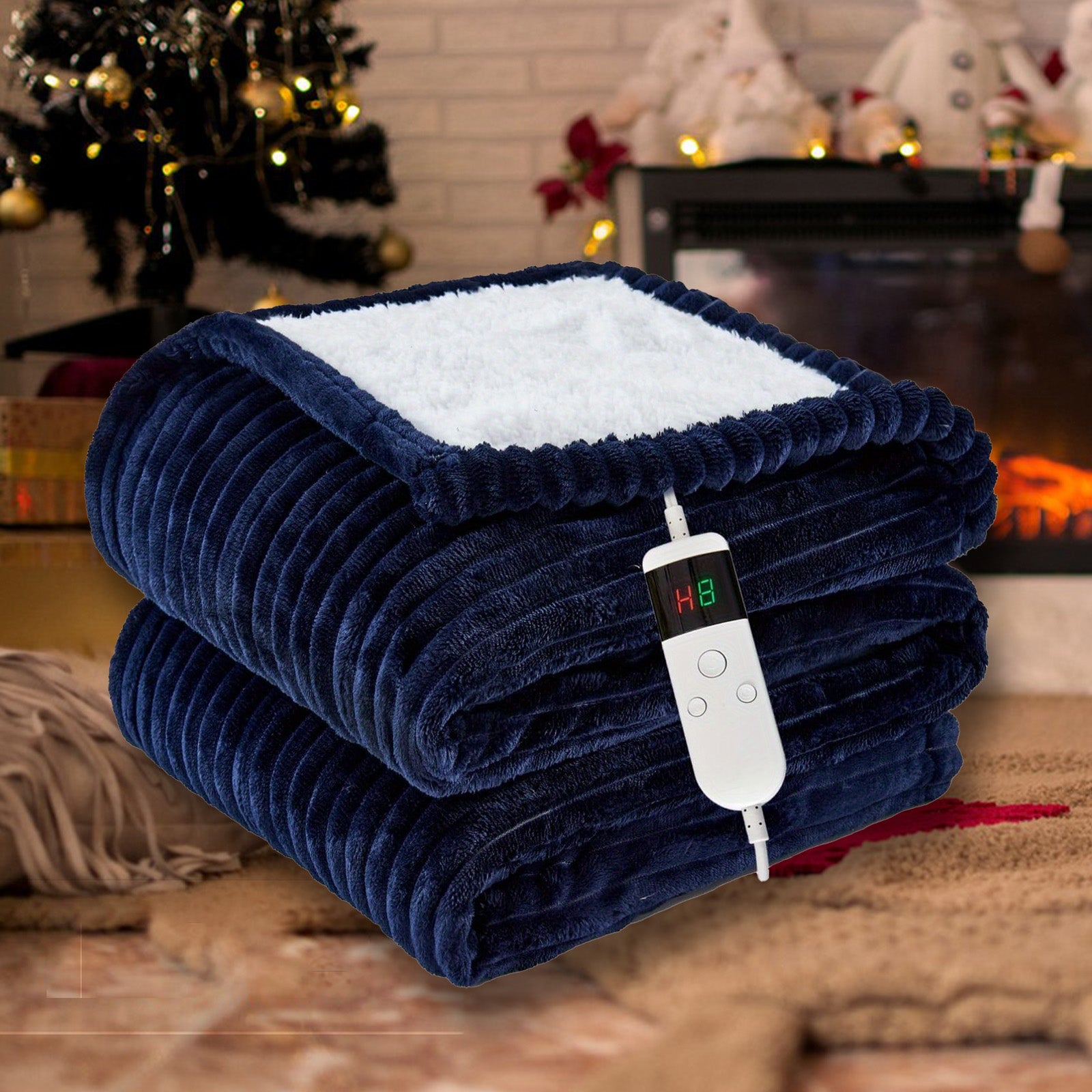Soft Flannel Electric Heated Blanket with Digital Thermostat & 10 Heat Settings - 8-Hour Auto Shut-Off and Overheat Protection, Machine Washable