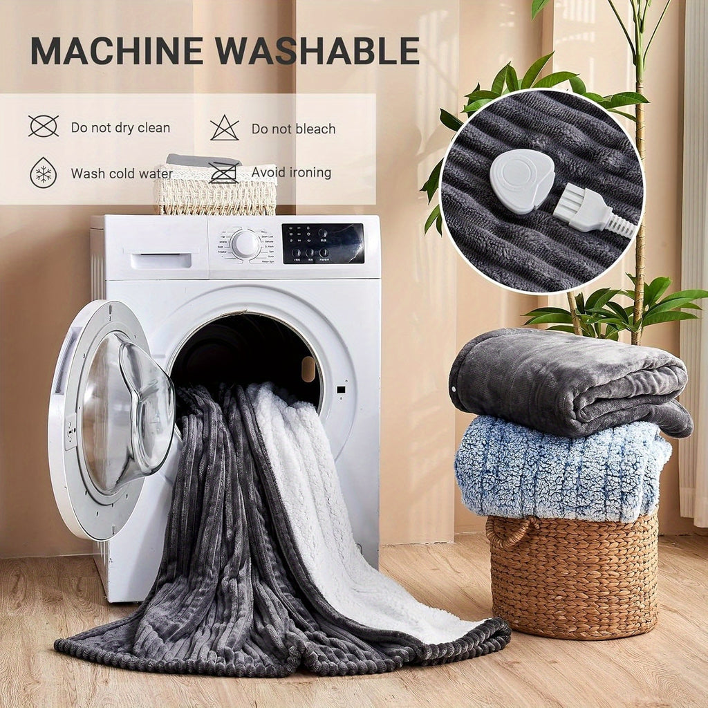 Soft Flannel Electric Heated Blanket with Digital Thermostat & 10 Heat Settings - 8-Hour Auto Shut-Off and Overheat Protection, Machine Washable