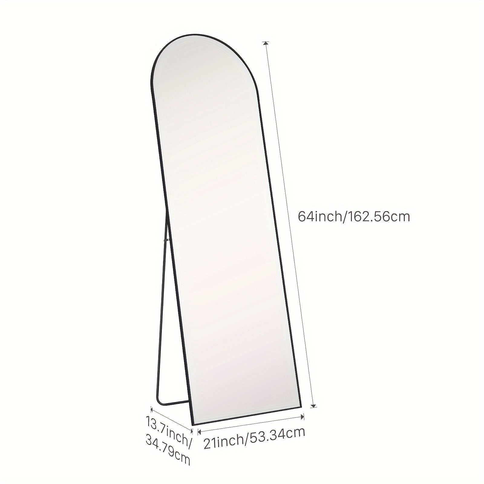 Shatter-Proof 64" X 21"/ 59"x16" Full Body Arched Mirror With Aluminum Alloy Frame, Standing Floor Mirror For Bedroom, Living Room, Cloakroom With Nano Glass