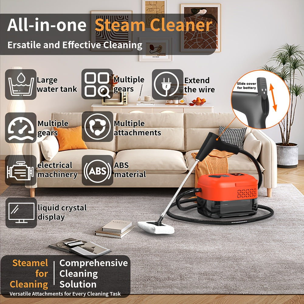 High Pressure Handheld Steam Cleaner with 9 Gears, 1200ml Water Tank Capacity