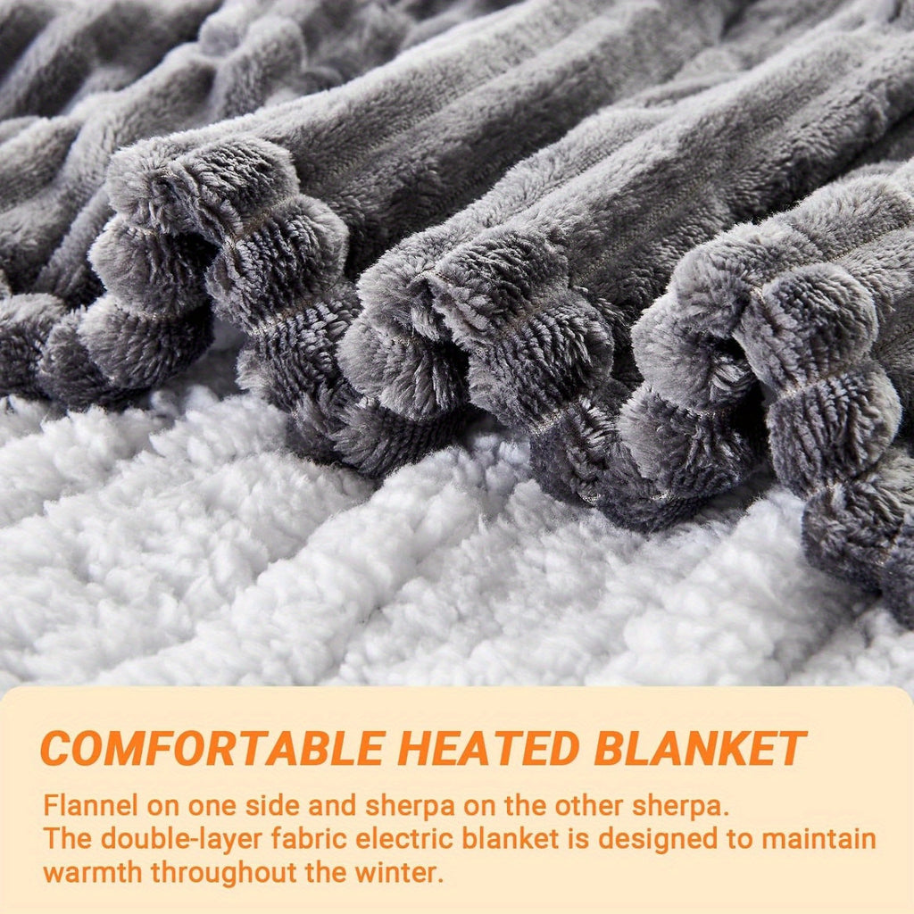 Soft Flannel Electric Heated Blanket with Digital Thermostat & 10 Heat Settings - 8-Hour Auto Shut-Off and Overheat Protection, Machine Washable