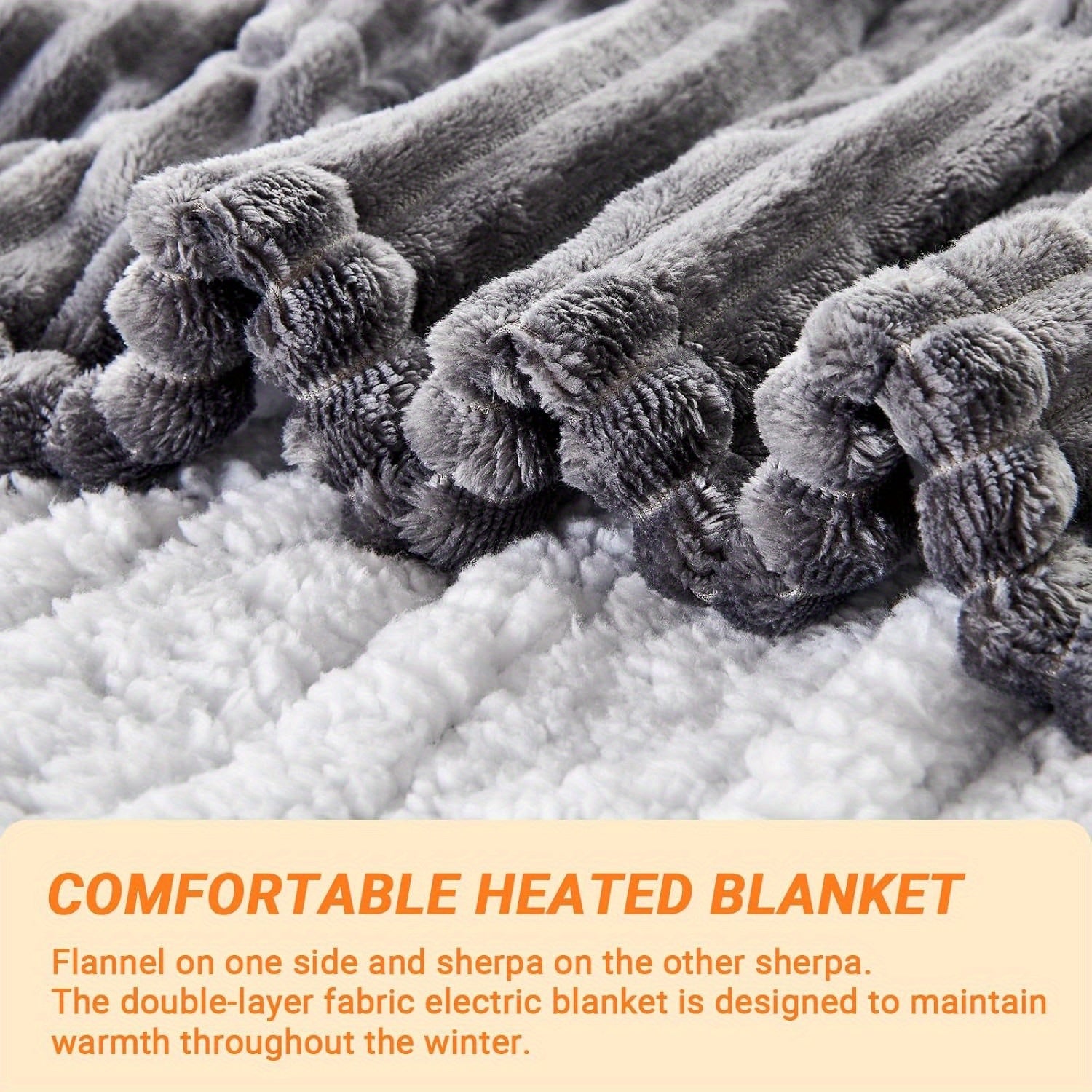 Soft Flannel Electric Heated Blanket with Digital Thermostat & 10 Heat Settings - 8-Hour Auto Shut-Off and Overheat Protection, Machine Washable