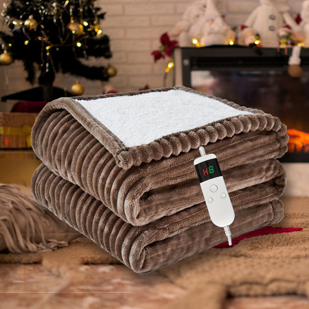 Soft Flannel Electric Heated Blanket with Digital Thermostat & 10 Heat Settings - 8-Hour Auto Shut-Off and Overheat Protection, Machine Washable