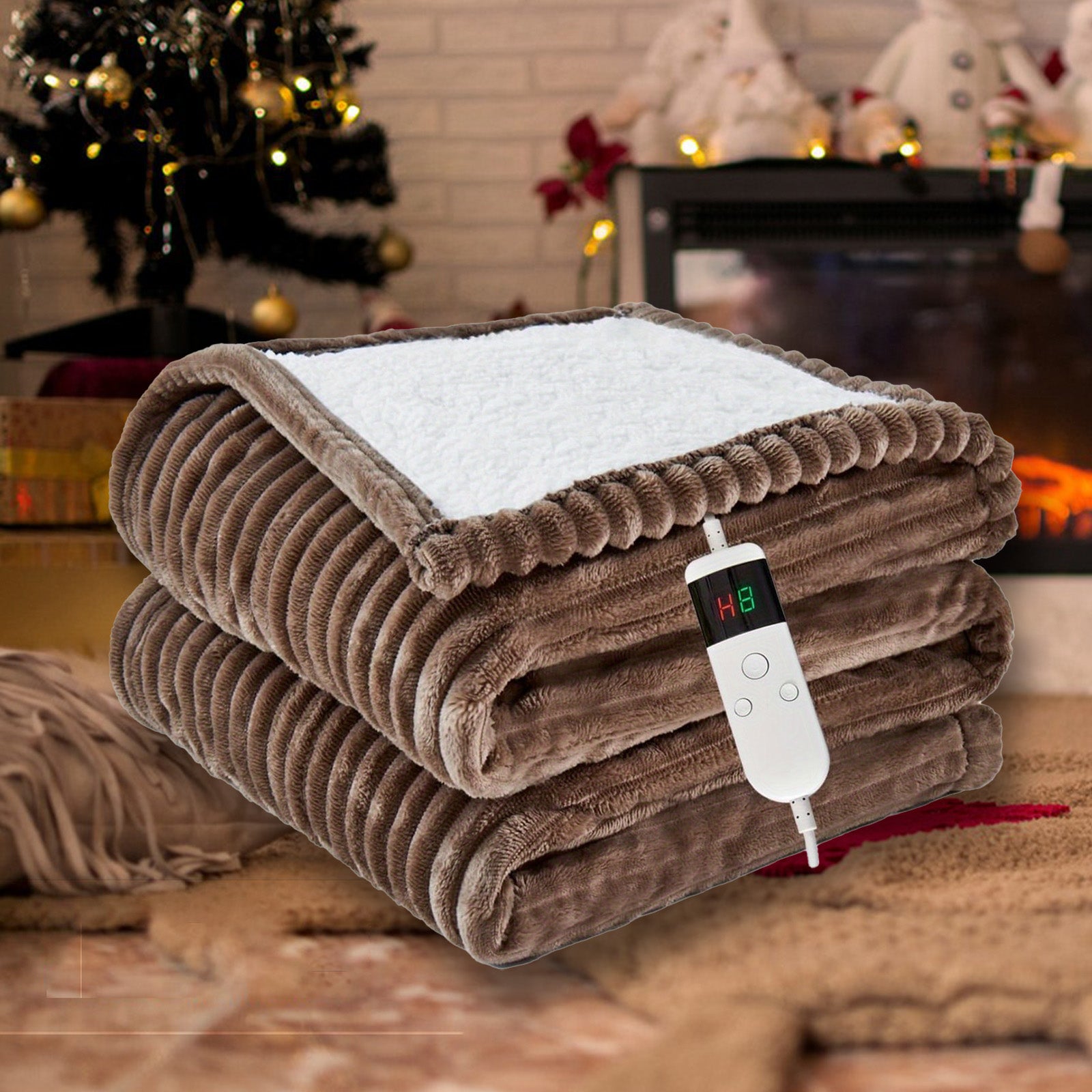 Soft Flannel Electric Heated Blanket with Digital Thermostat & 10 Heat Settings - 8-Hour Auto Shut-Off and Overheat Protection, Machine Washable