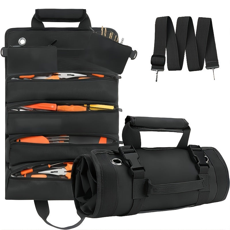 Heavy Duty Rolling Tool Storage Bag - Waterproof, with Multiple Compartments